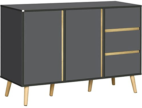 HOMCOM Buffet Bas Meuble de Rangement 120 x 40 x 80 cm Gris Anthracite