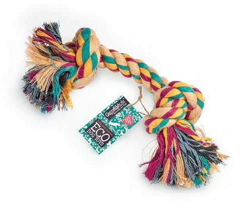 Green & Wilds Eco-Friendly Large Rope Dog Toy - Big Rope 2 Knot - Jute Rope Sustainable Dog Chew Toy