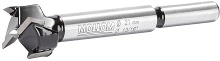 MOLLOM 21mm (13/16) Broca Forstner precisa con carburo YG8 de 2,0mm. Ideal para madera dura, plástico y contrachapado