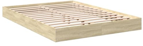 vidaXL Estructura de Cama Madera de ingeniería Roble Sonoma 140x200 cm, Muebles de Dormitorio, Camas, Cama Doble, Cama, somier, Cama de palets