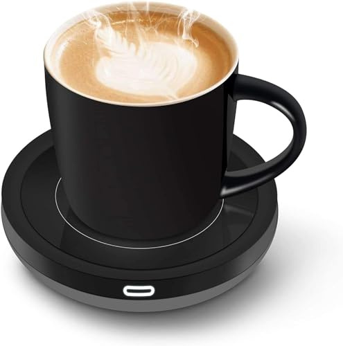 SWARK Tassenwärmer Elektrisch, Schwarz mit Tasse