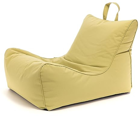 Ecopuf - Pouf Fåtölj Säck Chaise Longue Vattentät Utomhus Oliv - Sittsäck med förvaringspåse och handtag - Pouf tillverkad av rivtåligt tyg - Styrofoamfyllning