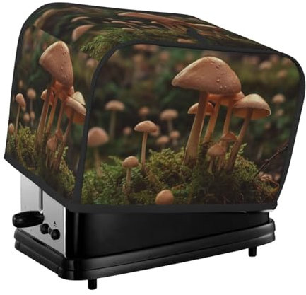 Wildpilz-Abdeckung für Toaster, 2 Scheiben, für kleine Geräte, mit Taschen, Toaster, Staubschutz mit Griff oben, waschbar, Universal-Brotbackmaschinen-Abdeckung für Küche