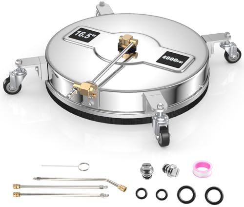 GiantexUK 16.5 Inch Pressure Washer Surface Cleaner, 4000 PSI Stainless Steel Power Washer with Wheels, Nozzles, Quick Connect, 3 Extension Wands, Undercarriage Power Cleaner for Sidewalks Driveway