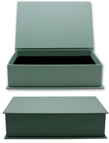 NEUSER PAPIER Geschenkbox mit Klappdeckel - 1 Stück - DIN A5 - Eukalyptus bezogen - innen schwarz kaschiert - 245 x 165 x 65 mm - Aufbewahrungsschachtel