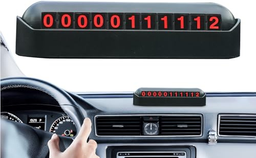 Placa de número de estacionamiento temporal,Placa de número de teléfono para coche,Placa de matrícula de aparcamiento con estilo Tarjeta de aparcamiento | Prácticas decoraciones para salpicadero de co