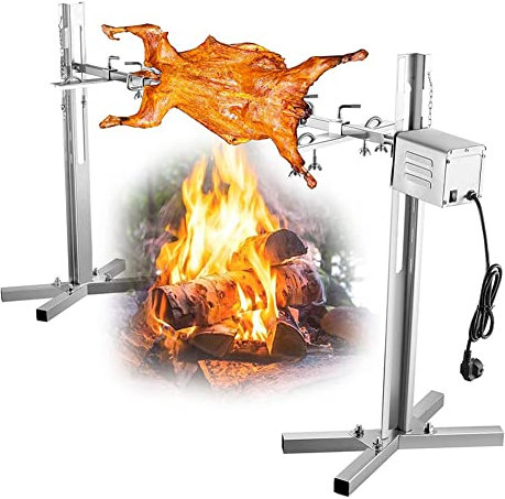 ERSINIAN Asador eléctrico de 70 kg, asador de Acero Inoxidable, asador de Cordero pequeño con Motor de 15 W, asador de carbón para Barbacoa para Acampar al Aire Libre