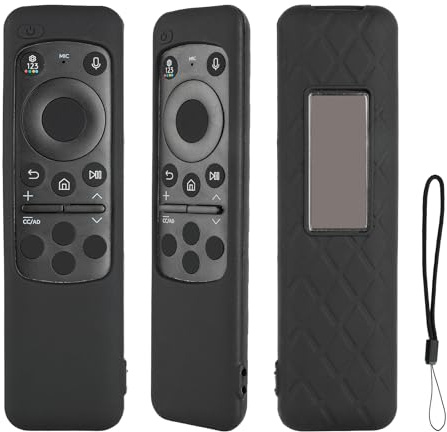 Silikonfjärrkontroll fodral kompatibel med Samsung Smart TV Solcell BN59-01432A BN59-01432D BN59-01432J BN59-01455A BN59-01455E Fjärrkontroll Stötsäkert Skyddshölje med Svart och Snodd