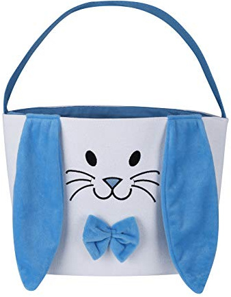 Osterkörbchen mit Henkel, Osterkorb Kinder zum Befüllen, Ostertasche Niedliches Hase mit Schleife, Ostersäckchen Filz Groß, Ostern Korb Osterhasen, Osternest Plüschkorb Aufbewahrung Rund