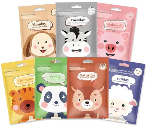 7 PCS Masque Visage Enfant Coffret Masque Visage Ado Fille Facile à Transporter Hydratation en Profondeur Convient à Tous Les Types de Peau Peut être Utilisé Comme Cadeau
