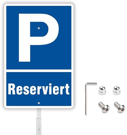 Felexdo Privatparkplatz Reserviert Schild,30x20cm Alu Parkplatzschild mit Pfosten Schilder für Privatparkplatz Parkverbot Schild UV-beständig Wasserfest Einfach Einzurichten