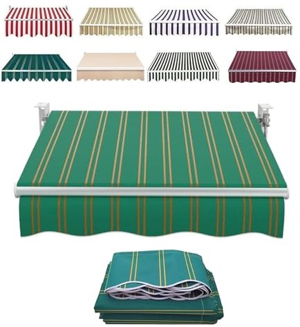 Balkon Markise Wasserabweisend & Sonnenschutz Ersatz Markisentuch, Mit Volant Markisenbespannung Ersatzstoff, Wasserabweisend Sonnenschutz Ersatz Markisentuch, UV-beständig, Sonnenschutz(Green,5x2.5m(