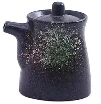 Cherrii Keramik-Ölspender, Keramikkrüge, 1 Stück 200 ml Keramik-Ölspenderflasche, Sojasaucen-Essig-Menage, Sojasaucen-Topfbehälter mit Deckel, Ahornsirup, Olive, Vintage-Glas(Color C)