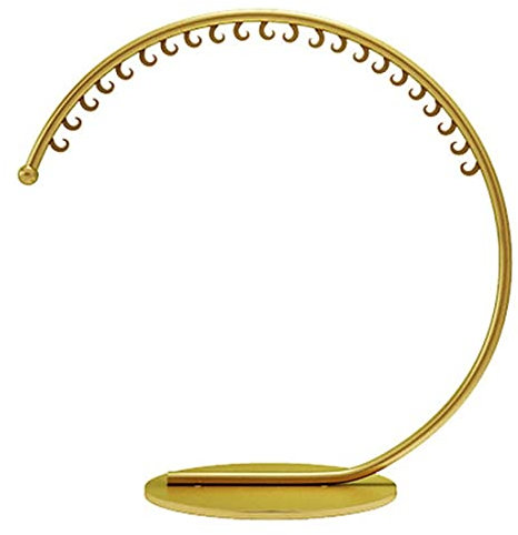 Generiskt runt golvklädställ i guld, slitstark, klädhängare, mode, klädaffär, utställningsmonter, S/M/L