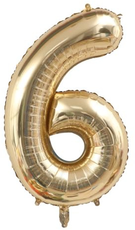 Alaoo Luftballon 6 Geburtstag Zahl, 40 Zoll Gold Creme Folienballon | Riesenzahl Ballon für Mädchen Junge Geburtstag Party Dekoration Jahrestag Dekorationen