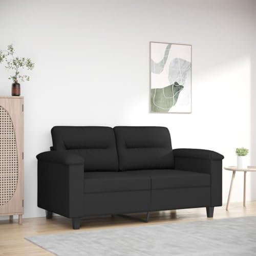 Snsowed 2-Sitzer-Sofa Schwarz 120 cm Mikrofasergewebe, Loungesofa, Sofas & Couches, Relaxsofa, Couch für Wohnzimmer, 359558