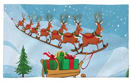 JAYWIS Waschlappen-Set mit weihnachtlichem Hirschmotiv, weiche Mikrofaser, schnelltrocknend, wiederverwendbar zum Baden, Schwimmen, Reisen
