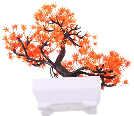 ULTECHNOVO Plante Artificielle Bonsai de Pin Orange Décoration de Bureau et Maison Simulation de Bonsai Pratique avec Détails Artistiques pour Écrans de Bureau Garden