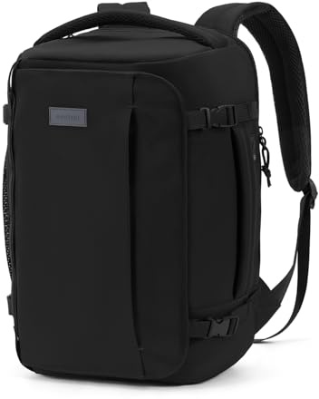 ECOHUB für Ryanair Handgepäck Rucksack 40x20x25, 3D 14-Zoll-Laptop Rucksack, 20L PET-Recycelte Reiserucksack Handgepäck Flugzeug, Unter Sitzplatz Travel Backpack, Rucksack für Herren Damen(Schwarz)