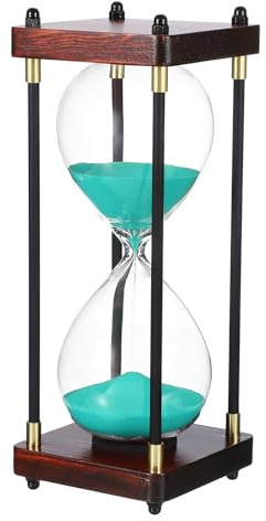 PATIKIL Large Decorative Sand Timer, 30 Minutes Wood Hour Glass Timer Modern Wooden Hour Glass for Cooking Game Office Classroom Kitchen Home, Green(Style 2)