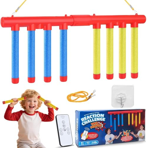 magimagi Entrenamiento de reacción, juego de reacción, juego de casos con bastones de 3 velocidades de caída, regalo para 2 jugadores para promover la coordinación ojo-mano, para niños y adultos