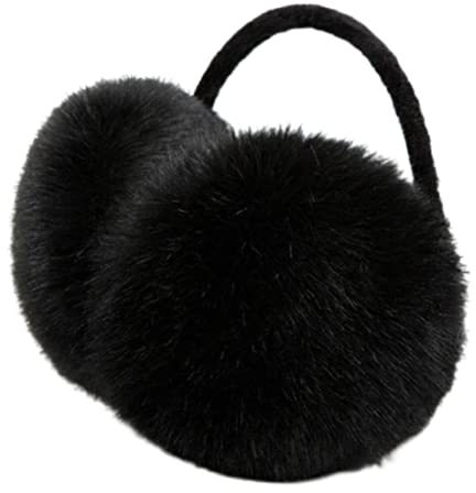 Odoukey Faux lurviga öronmuffar vinter varm fluffig öronmuff öronlapp öronvärmare för kvinnor män svart