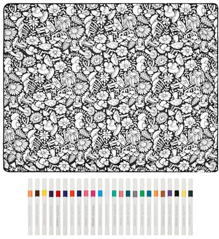 BAODBF Målarduk DIY 156 × 125 cm, återanvändbar målarduk, duk för färgläggning med 24 färgpennor, duk för målning själv för Thanksgiving- eller julpresenter