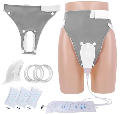 Ensemble urinoir pour homme âgé, collecteur d'urine en silicone anti-fuite, pantalon de fixation respirant, trousse de sacs de nuit pour cathéter, fournitures de soins pour incontinence, bouteilles