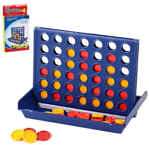QOWIJEX 1 Pezzo Mini Gioco Forza 4 in Plastica, Gioco da Viaggio Four Wins, Giocattolo Educativo per Bambini, Gioco di Strategia per Bambini, 42 Pezzi Scacchi (Mini -11.3×8×8.5cm)