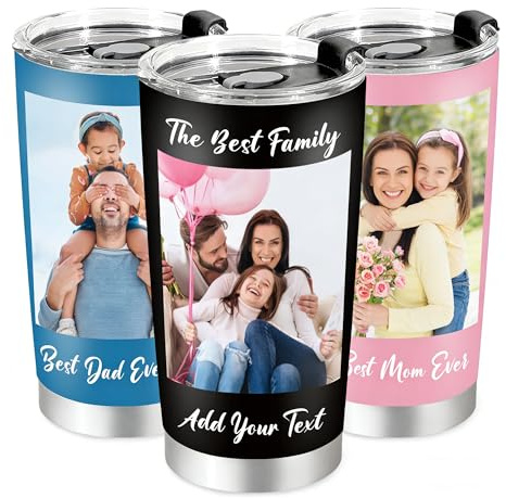 GifXify Personalisierter Thermobecher 590ml(20oz) – Isolierbecher aus Edelstahl mit Deckel – Text & Foto personalisierbar – Kaffeebecher to Go – Personalisiertes Geschenk für Muttertag & Vatertag (02)