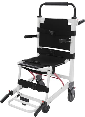 EMS Silla de Escaleras, Silla de Ruedas Plegable de Emergencia Escaleras con 4 Ruedas | Elevador de escaleras portátil de hasta 180 kg para bomberos de ambulancia y evacuación (blanco, negro)