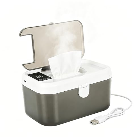 Baby Wipes Warmer, USB Powered Large Capacity Even Heating Wipes Dispenser with On/Off Switch, Portable Heated Diaper Wipe Warmer for Home Outdoor Travel Use (Needs Power Supply)