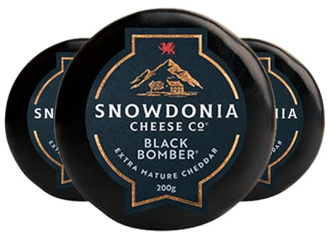 Snowdonia Cheese Company 3 x 200g Black Bomber Extra Mature Cheddar Cheese Truckles Gift Hamper