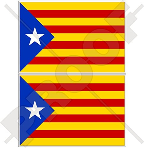 Katalonien Katalanische Unabhängigkeit blaue Flagge Spanien Estelada Blava Spanisch 100 mm Vinyl Stoßstangen-Aufkleber, 2 Stück
