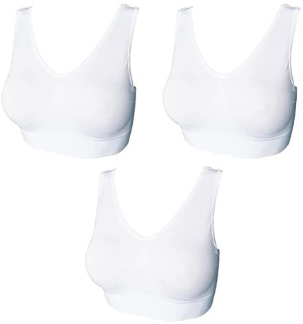 UtopyaUK 3 6 9 Pack Comfort Bra Women Girls Crop Top Seamless Bra Sleep Yoga Bralette Stretch Bras Sports Vest Wireless Post Surgery Bra Wire Free, 3 White, 3XL