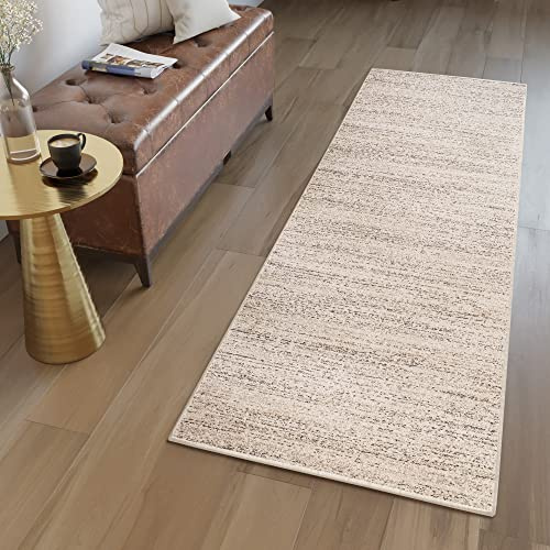 TAPISO Sari Teppich Läufer Flur Creme Modern Kurzflor Küche Wohnzimmer Schlafzimmer Küchenläufer Meterware Brücke nach Maß ÖKOTEX 60 x 270 cm