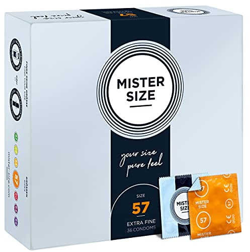 MISTER SIZE Kondome gefühlsecht hauchzart 57mm im 36er Pack/extra dünn, extra fein, extra feucht/aus 100% Naturkautschuk-Latex in deiner Größe L - XL/natural feeling 36er Packung