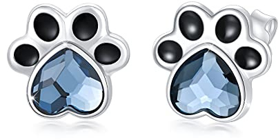 Hundar örhängen 925 sterlingsilver hjärta kristaller örhängen djur allergivänliga gåva smycken för kvinnor