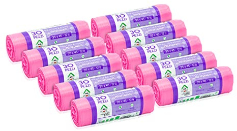 EFFENNE group - 300 bolsas de basura perfumadas rosa 35x45 cm para recogida selectiva de residuos en interiores - Bolsas de plástico para el cubo de basura del baño o la cocina.