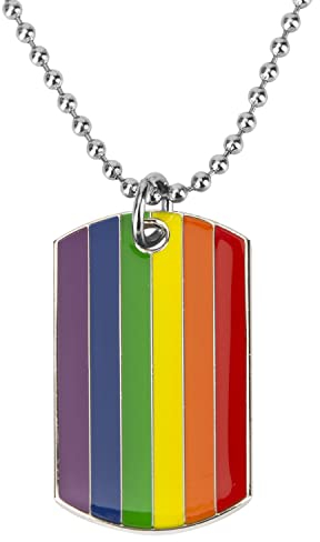 Sinwinkori Rainbow Pride Dog Tag Pendant Necklace