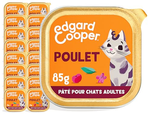 Edgard & Cooper Pâtée Pour Chat Adulte Stérilisé, Poulet 16 x 85g, Nourriture humide Sans Céréales Ingrédients naturels, Riche en protéines, Sans sucres ajoutés