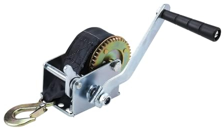 BOOMSTART Schwerlast Handwinde, 270 kg/600lbs Bootswinde Seilwinde mit 6m Gurt, Handbuchwinde Gurtwinde für Bootsanhänger Trucks Pickups Caravan Werkstatt Garage