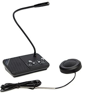 CYSSJF Window Intercom System, Two Way Intercom for Reception, Counter Window Intercom, Microphone Intercom for Business, 3 Watt Window Speaker Intercom (2 Way/Mute Function/Anti-Interference)