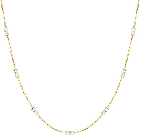 LOUISA SECRET Kette Damen 925 Sterling Silber 14k Vergoldet Halskette Damen | Anhänger Halskette für Frauen Schmuck Weihnachten Geburtstags Geschenk für Sie Frau Freundin Mama Valentinstag