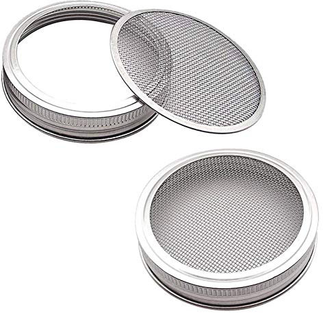 - J 2 Edelstahl-Keimglas-Deckel-Set zur Belüftung, passend für Weithalsgläser, Einmachgläser zur Herstellung von Sprossensamen in Ihrem Haus/Küche