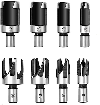 Fongmore 8pcs alta tenore di carbonio in acciaio tappo trapano set dritto cono strumento Sughero trapano 6mm 10mm 13mm 16mm