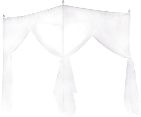 4-Ecken-Pfosten-Prinzessinnen-Betthimmel, Polyester-Bettvorhang, Atmungsaktiver Netz-Bettvorhang, Baldachin, Netz-Spitzen-Design, Prinzessinnen-Stil, Bettnetz für Mädchen, Kinder, (120*200*200)