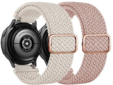 AK 2 Stück Ersatzarmband Kompatibel mit Samsung Galaxy Watch 6/5/4 40mm 44mm/Galaxy Watch 3 41mm/Active 2 44mm 40mm, 20mm Weiches Sports Geflochtenes Nylon Armbänder Damen Herren