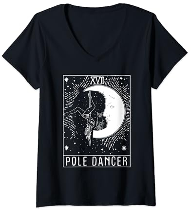Damen Moon Crecent Tarot Pole Dancer - Pole Dance für Pole Lovers T-Shirt mit V-Ausschnitt