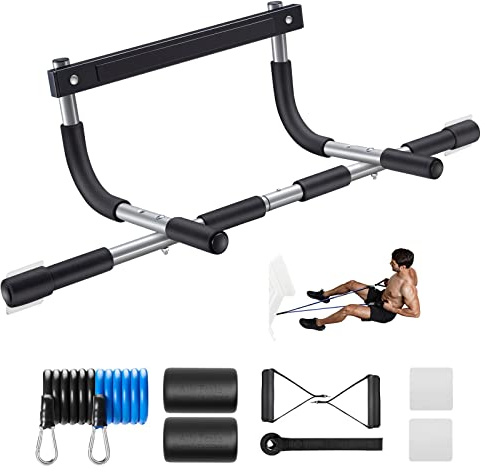 Ally Peaks Pull Up Bar for Doorway | Thickened Steel Max Limit 440 lbs Upper Body Fitness Workout Bar| Multi-Grip Strength for Doorway | Indoor Chin-Up Bar Fitness Trainer for Home Gym Portable |180